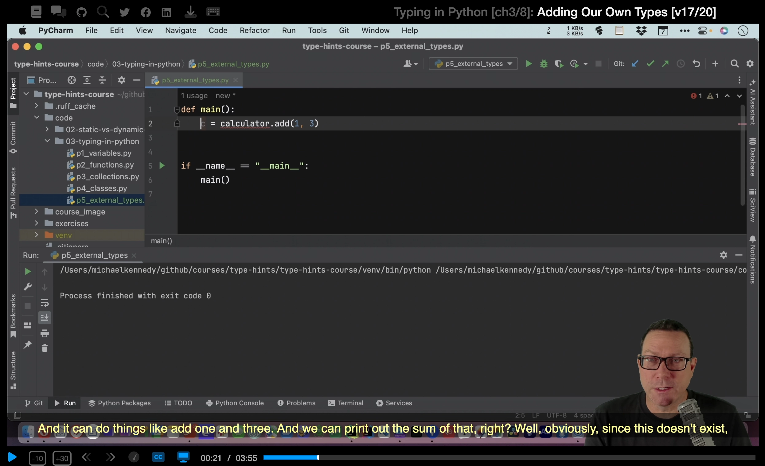 Each course has subtitles available in the video player.